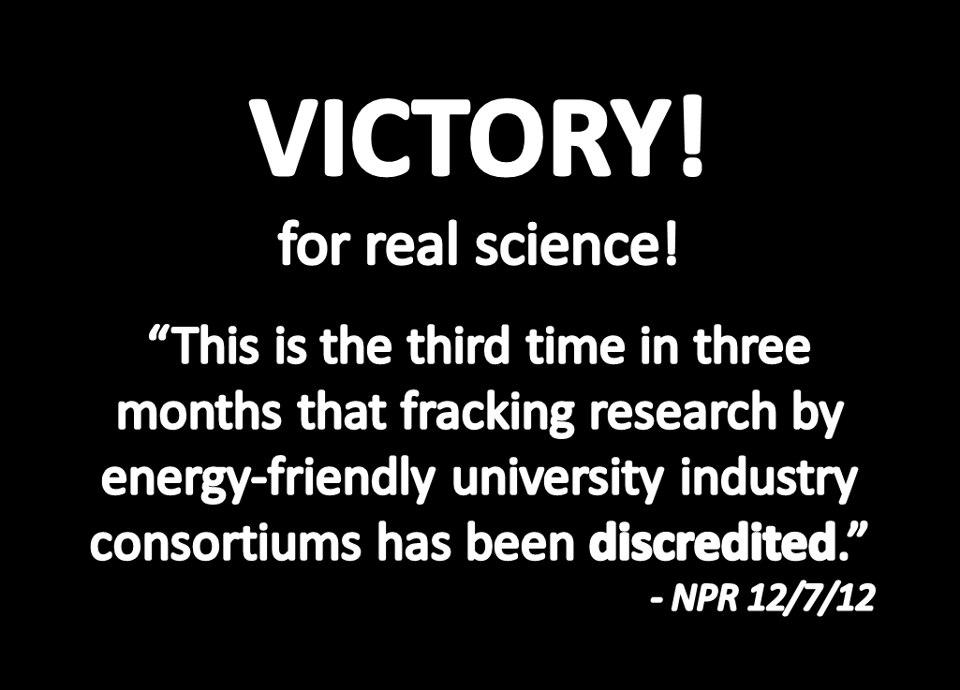 Victory for Real Science vs Frac Industry Controlled Science