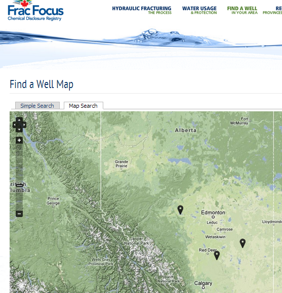 2013 02 03 FracFocus.ca Screen Capture of Alberta wells w chemicals posted