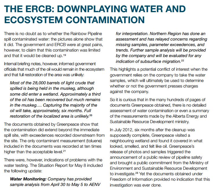 2013 04 24 The ERCB Downplaying Water & Ecosystem Contamination
